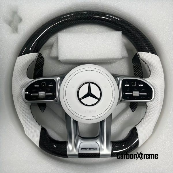 Mercedes Carbon Fiber Steering Wheel White w